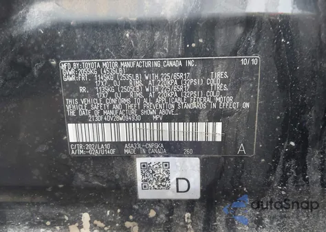 2011 Toyota Rav4 Limited из США, поврежденный, VIN 2T3DF4DV2BW094930